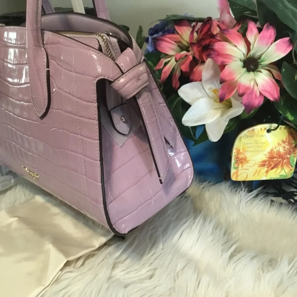 HP-Kate Spade NWT Knott Croc-embossed Medium Zip-top Satchel in Violet Mist/NWT - Picture 6 of 15